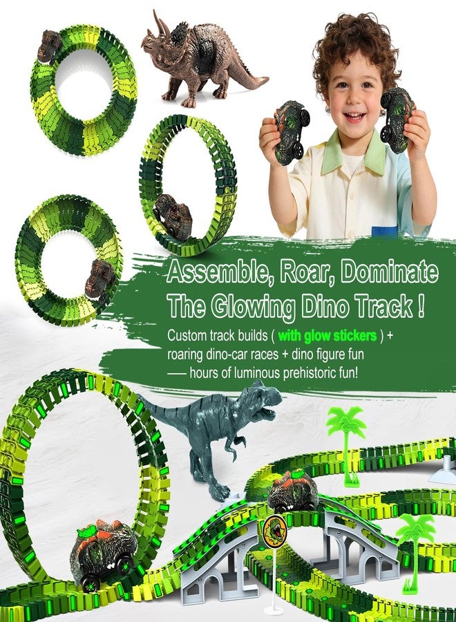 Desuccus Dinosaur Toys for Kids 3-5, Glow in The Dark Flexible Train Track Playset, 2 Dinosaur Car for 3 4 5 6 7 Year & Up Old Boys & Girls Best Gift - Image 2